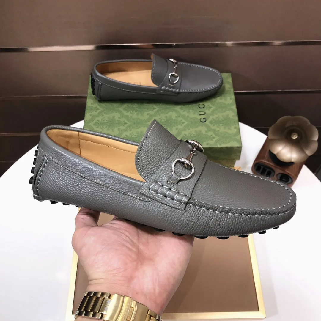 Men's Men's Shoes💰420💰[Gucci GUCCI] (High-end Niuli) New 🍀Gucci*-Gucci Peas Shoes! Made of imported original cowhide, the inner top layer is comfortable cowhide lining! Original wear-resistant rubber outsole! High quality products! Code number 38-44!